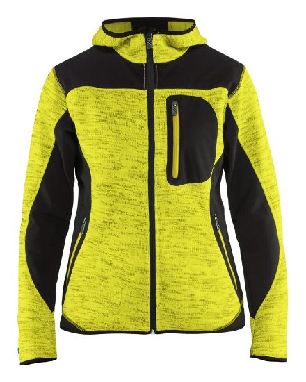 Afbeeldingen van BLÅKLÄDER Gebreid vest met softshell dames 4931 High Vis geel/zwart M