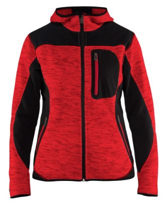 Afbeeldingen van BLÅKLÄDER Gebreid vest met softshell dames 4931 rood/zwart 2XL