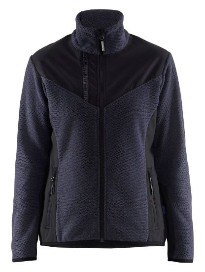 Afbeeldingen van BLÅKLÄDER Gebreid vest met softshell dames 5943 donker marineblauw/zwart M