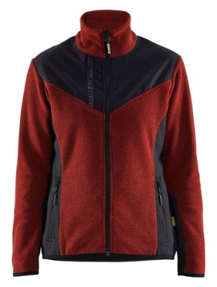 Afbeeldingen van BLÅKLÄDER Gebreid vest met softshell dames 5943 gebrand rood/zwart L