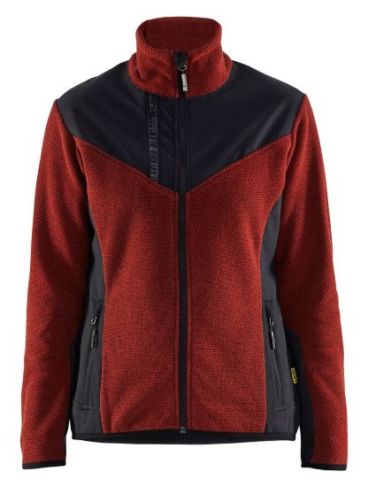 Afbeeldingen van BLÅKLÄDER Gebreid vest met softshell dames 5943 gebrand rood/zwart 3XL