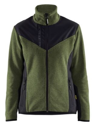Afbeeldingen van BLÅKLÄDER Gebreid vest met softshell dames 5943 herfstgroen/zwart L