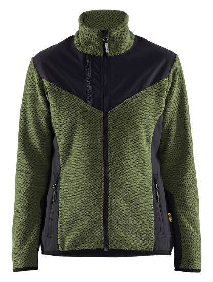 Afbeeldingen van BLÅKLÄDER Gebreid vest met softshell dames 5943 herfstgroen/zwart M