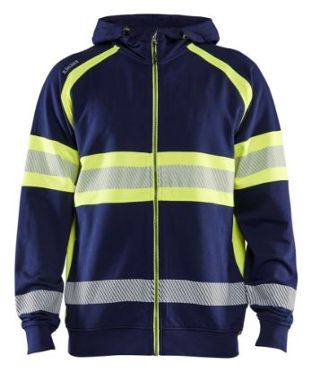 Afbeeldingen van BLÅKLÄDER Hoodie 3552 marineblauw/High Vis geel 2XL