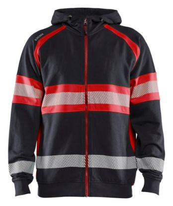 Afbeeldingen van BLÅKLÄDER Hoodie 3552 zwart/High Vis rood 2XL