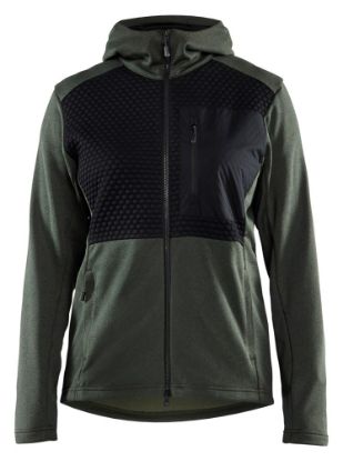 Afbeeldingen van BLÅKLÄDER Hoodie dames met hele rits 3542 herfstgroen/zwart 3XL
