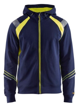 Afbeeldingen van BLÅKLÄDER Hoodie met hele rits Visible 3433 marineblauw/High Vis geel 2XL