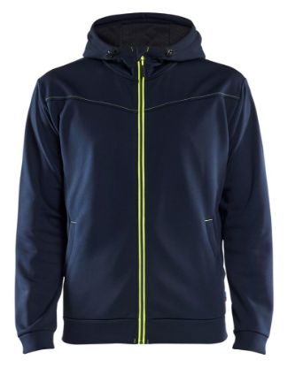 Afbeeldingen van BLÅKLÄDER Hoodie met rits 3363 donker marineblauw/High Vis geel 2XL