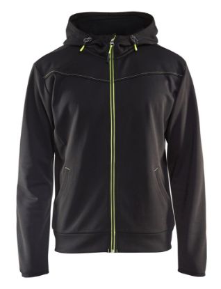Afbeeldingen van BLÅKLÄDER Hoodie met rits 3363 zwart/High Vis geel 2XL