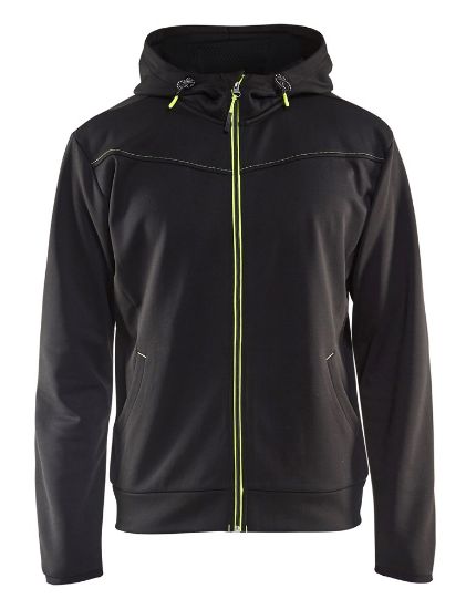 Afbeeldingen van BLÅKLÄDER Hoodie met rits 3363 zwart/High Vis geel 3XL