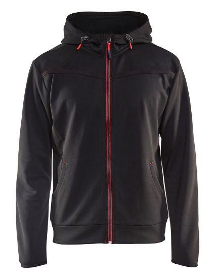 Afbeeldingen van BLÅKLÄDER Hoodie met rits 3363 zwart/rood 3XL