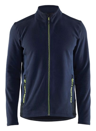 Afbeeldingen van BLÅKLÄDER Microfleecevest 4765 donker marineblauw/High Vis geel S