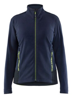 Afbeeldingen van BLÅKLÄDER Microfleecevest dames 4766 donker marineblauw/High Vis geel L