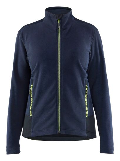 Afbeeldingen van BLÅKLÄDER Microfleecevest dames 4766 donker marineblauw/High Vis geel XS