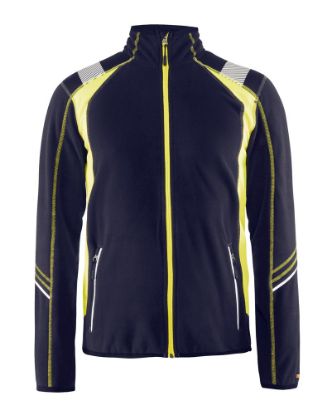 Afbeeldingen van BLÅKLÄDER Microfleecevest Visible 4993 marineblauw/High Vis geel 3XL