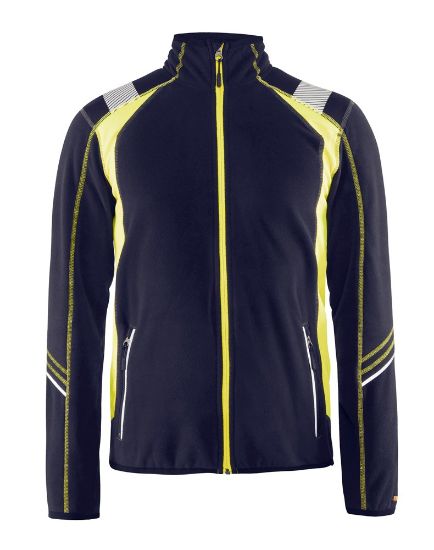 Afbeeldingen van BLÅKLÄDER Microfleecevest Visible 4993 marineblauw/High Vis geel 2XL