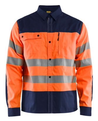 Afbeeldingen van BLÅKLÄDER Overhemd 3255 High Vis oranje/marineblauw S