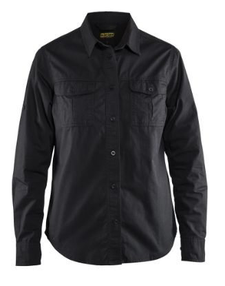 Afbeeldingen van BLÅKLÄDER Overhemd dames Twill 3208 zwart 2XL