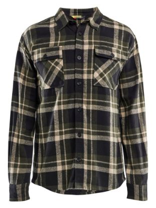 Afbeeldingen van BLÅKLÄDER Overhemd flanel 3288 donker herfstgroen/zwart 3XL
