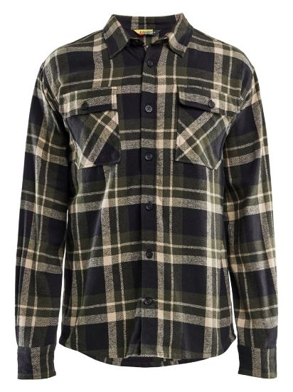 Afbeeldingen van BLÅKLÄDER Overhemd flanel 3288 donker herfstgroen/zwart XS