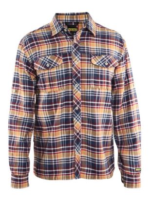 Afbeeldingen van BLÅKLÄDER Overhemd flanel 3299 marineblauw Oranje/XS