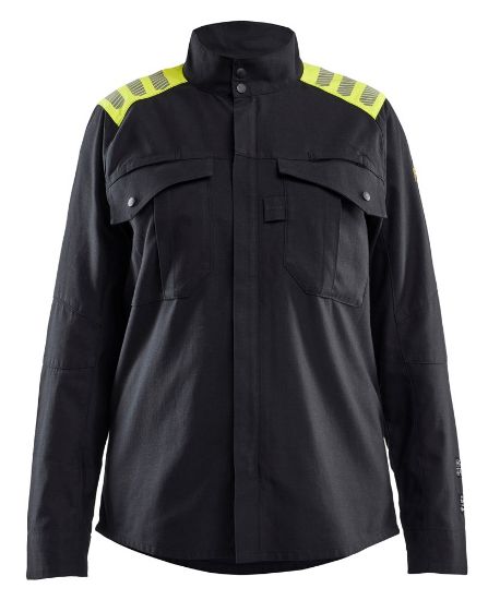 Afbeeldingen van BLÅKLÄDER Overhemd Multinorm dames Inherent 4072 zwart/High Vis geel 2XL