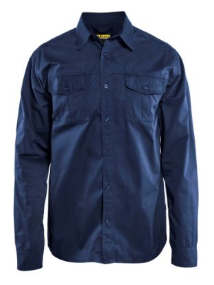Afbeeldingen van BLÅKLÄDER Overhemd Twill 3298 marineblauw L