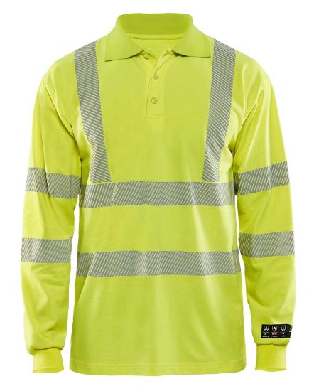 Afbeeldingen van BLÅKLÄDER Polo Multinorm piqué met lange mouwen 3439 High Vis geel L