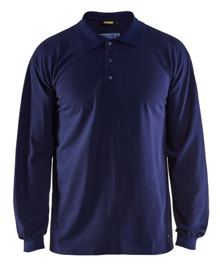 Afbeeldingen van BLÅKLÄDER Polo piqué vlamvertragend met lange mouwen 3374 marineblauw L