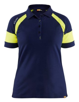 Afbeeldingen van BLÅKLÄDER Poloshirt dames Visible 3529 marineblauw/High Vis geel XL