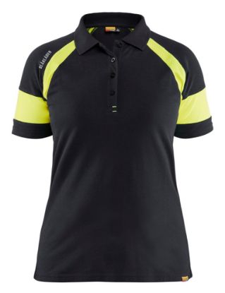 Afbeeldingen van BLÅKLÄDER Poloshirt dames Visible 3529 zwart/High Vis geel XL