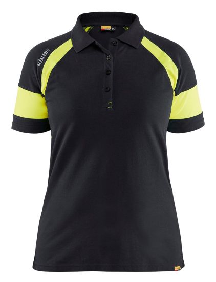 Afbeeldingen van BLÅKLÄDER Poloshirt dames Visible 3529 zwart/High Vis geel S