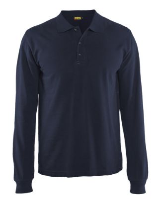 Afbeeldingen van BLÅKLÄDER Poloshirt met lange mouwen 3388 donker marineblauw 3XL