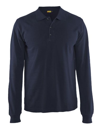 Afbeeldingen van BLÅKLÄDER Poloshirt met lange mouwen 3388 donker marineblauw 4XL