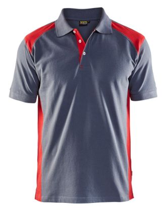Afbeeldingen van BLÅKLÄDER Poloshirt piqué 3324 grijs/rood 4XL
