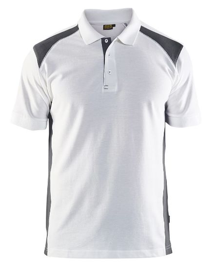 Afbeeldingen van BLÅKLÄDER Poloshirt piqué 3324 wit/donkergrijs XS