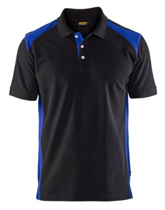 Afbeeldingen van BLÅKLÄDER Poloshirt piqué 3324 zwart/korenblauw 2XL