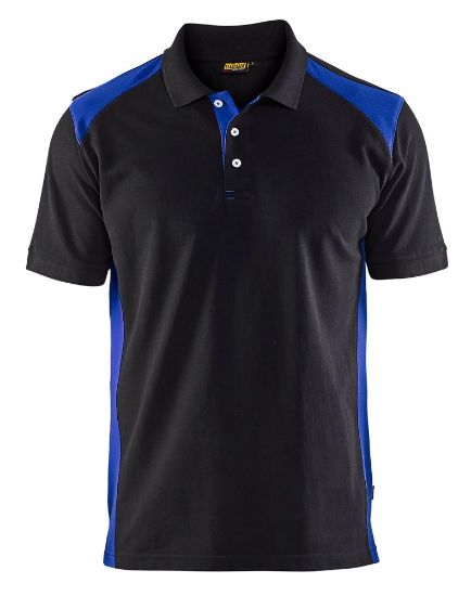 Afbeeldingen van BLÅKLÄDER Poloshirt piqué 3324 zwart/korenblauw 2XL