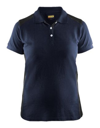 Afbeeldingen van BLÅKLÄDER Poloshirt piqué dames 3390 donker marineblauw/zwart 2XL