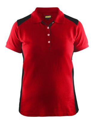 Afbeeldingen van BLÅKLÄDER Poloshirt piqué dames 3390 rood/zwart 3XL