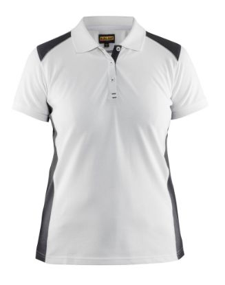 Afbeeldingen van BLÅKLÄDER Poloshirt piqué dames 3390 wit/donkergrijs S
