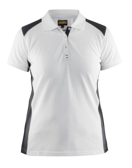 Afbeeldingen van BLÅKLÄDER Poloshirt piqué dames 3390 wit/donkergrijs M