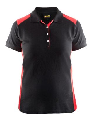 Afbeeldingen van BLÅKLÄDER Poloshirt piqué dames 3390 zwart/rood XS