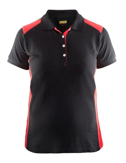 Afbeeldingen van BLÅKLÄDER Poloshirt piqué dames 3390 zwart/rood L