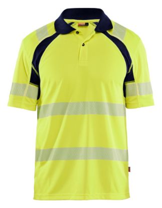 Afbeeldingen van BLÅKLÄDER Poloshirt UV 3595 High Vis geel/marineblauw XS