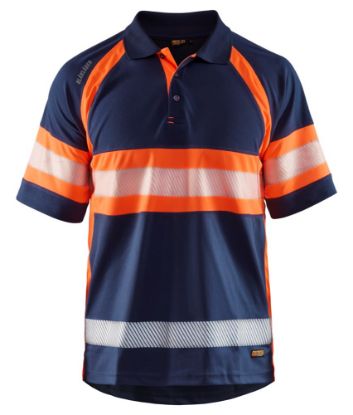 Afbeeldingen van BLÅKLÄDER Poloshirt UV Klasse 1 3338 marineblauw/High Vis oranje XS