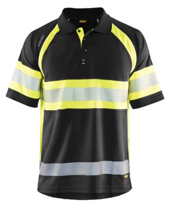 Afbeeldingen van BLÅKLÄDER Poloshirt UV Klasse 1 3338 zwart/High Vis geel 6XL