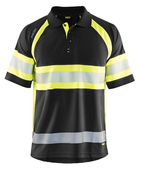 Afbeeldingen van BLÅKLÄDER Poloshirt UV Klasse 1 3338 zwart/High Vis geel M