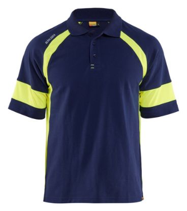 Afbeeldingen van BLÅKLÄDER Poloshirt Visible 3528 marineblauw/High Vis geel 4XL