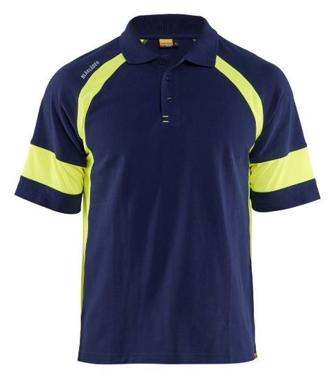 Afbeeldingen van BLÅKLÄDER Poloshirt Visible 3528 marineblauw/High Vis geel M